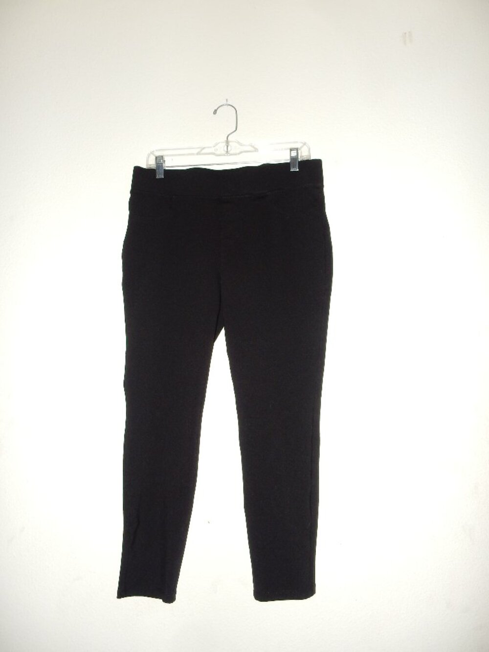 St Johns Bay black ponte knit stretch pants jeggings PL PETITE LARGE EUC worn 1x